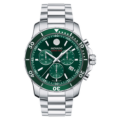 Stainless steel silver green watch